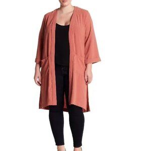 Bobeau SlitSide Long Soft Woven Jacket (Plus Size)